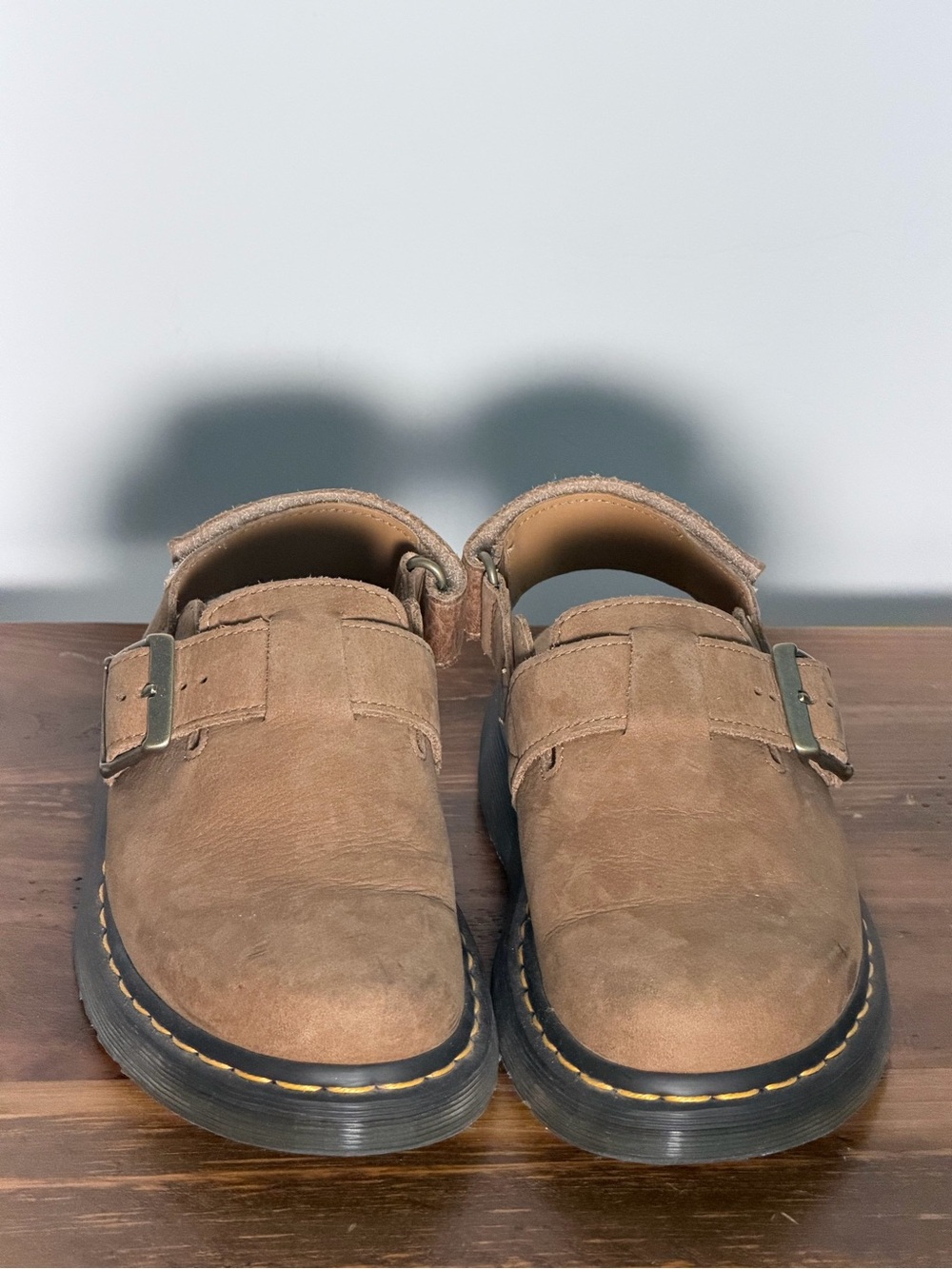 Dr. Martens Red Brown Suede George ll Buckle Clog Mules 7